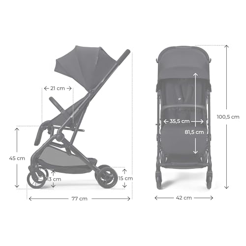 Kinderkraft Indy 3 Passeggino Leggero E Compatto, Chiusura Con Una Mano, Ultraleggero 7,3 Kg, Reclinabile, Cinghia Per Trasporto, Ruote Resistenti, Ideale Per Viaggi E Città, Nero - 7