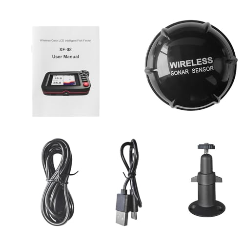 Fish Finders Depth Finders for Boats Wireless Color LCD XF-08 – Smart Portable Sonar Sensor with 164ft Depth Detection, Real-Time Scanning, Temperature Display for Lake, River, Fishing Accessories