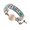 TEHAUX Bracelet Ethnique Tissé en Pierres Naturelles Turquoise Style Bohème Géométrique Accessoire Femme Présent pour Jeunes Filles et Femmes