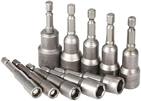 RANIT 10pcs 6-15mm Pneumatic Strong Power Magnetic Nut Driver Drill Bits Set 65mm 1/4" Hex Shank Metric Socket Wrench Screw