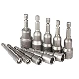 RANIT 10pcs 6-15mm Pneumatic Strong Power Magnetic Nut Driver Drill Bits Set 65mm 1/4" Hex Shank Met