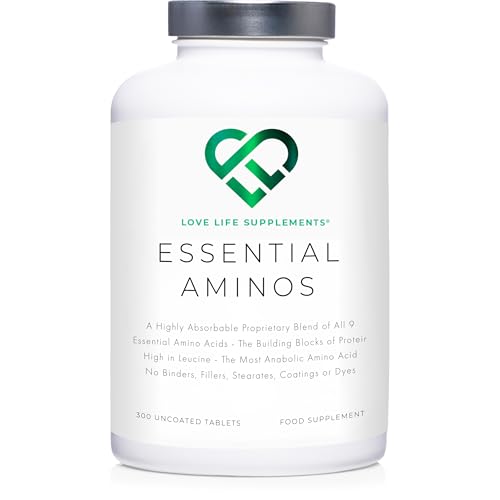 Love Life Supplements Essential Amino Acids (EAA's) | Includes All 3 BCAA's Plus 6 More Amino Acids Necessary to Build and Repair Muscle | 300 Tablets / 60 Servings | 5-10g per Serving