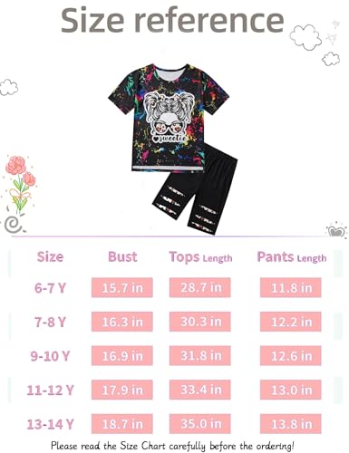 Image of Girls Clothes Short Sleeve Tie Dye Top Shorts and Pants 2PCS Girls Summer Outfits Size 6-16
