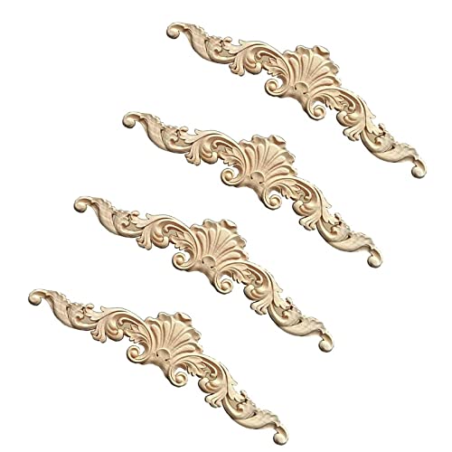 Hzyclzh 4 Piezas Molduras Decorativas para Muebles, Madera Tallada Larga Aplique, Molduras de Madera, Molduras Decorativas, para Armarios Ventanas Armarios Espejos Muebles 20 x 5 cm