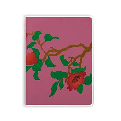 Journal couverture souple à motif fleurs rouge et vert pour vos notes