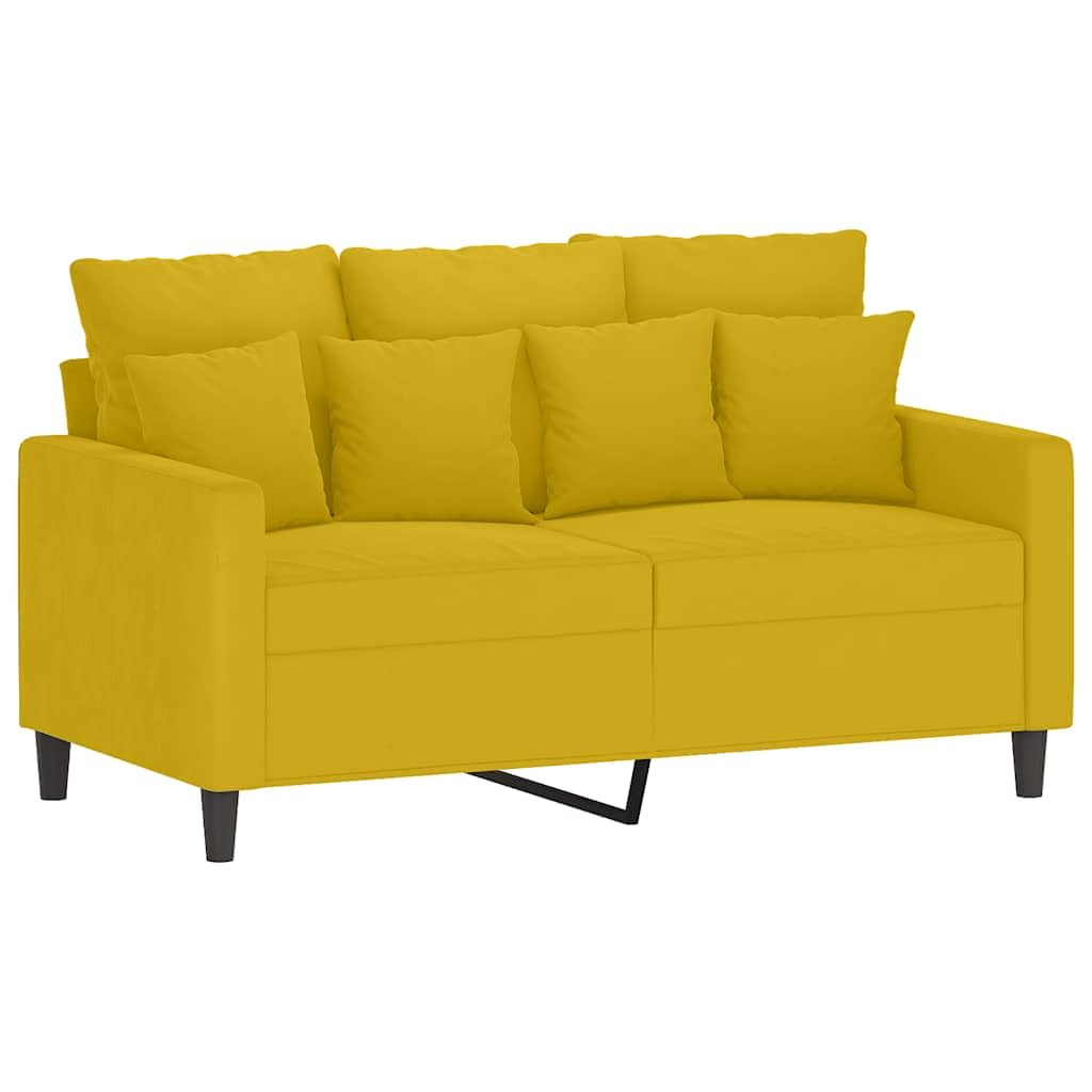 Juego de 4 sofás de terciopelo amarillo, 78/138/198 x 77 x 80 cm, sofá con taburete y cojín, cómodo sofá pequeño para salón, dormitorio y oficina