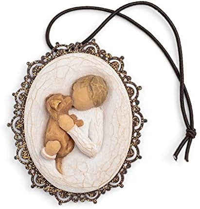 Willow Tree Kindness (boy) Metal-Edged Ornament, Sculpted Hand-Painted Bas Relief
