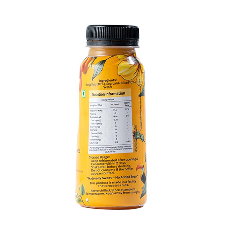 Image of Rus Organic Mango Juice | Natural Fresh Alphonso Mango Fruit Juice | Cold-Pressed | Pack of 8 (250ml Each) | No Added Sugar or Preservatives | Rich in Antioxidants | Refreshing Drink