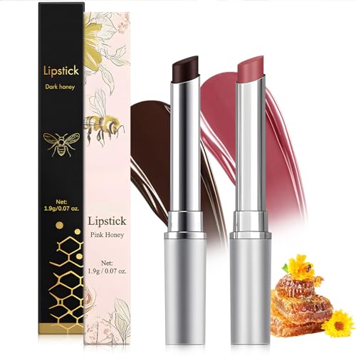 Honey noir - Black Honey Lipstick for Women, Natural Glossy Pink Lips Balm, Nourishing and Hydrating Lip Gloss for All Skin Tones (black+pink, 2)