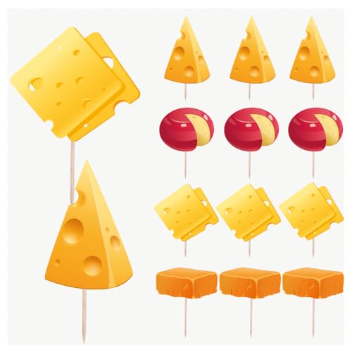 AK Giftshop Cheese Themed Party Food & Cupcakes Picks Decorations Toppers (pack of 14)