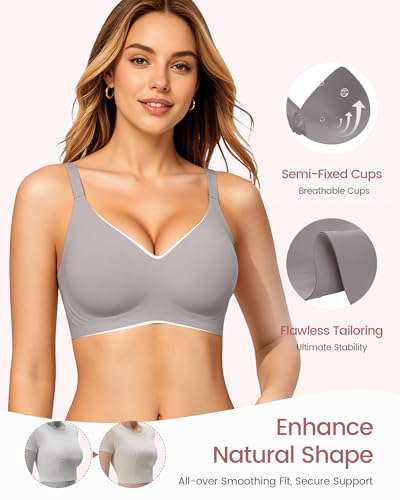 Image of Gailife Smooth Wireless Jelly Bras for Women No Underwire Seamless Push Up Bra Full Coverage Soft Suppor Tshirt Bralettes