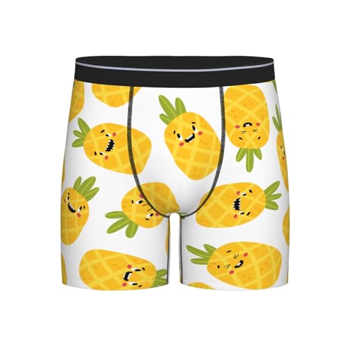 Funny Pineapple Modern Creative White Men'S Long Leg Boxer Briefs Soft Breathable Quick Dry Underwear