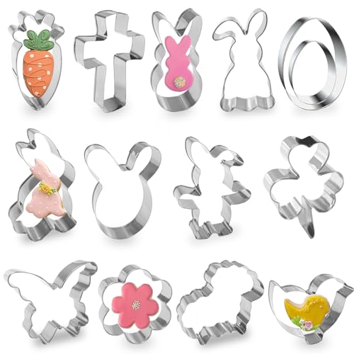 Bellanova 7/14 Pièces Emporte-Pièce Pâques, Moule Lapin de Pâques en Acier Inoxydable, Osterei Ausstecher pour Biscuit et Pâtisserie (14)