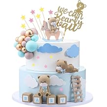 Yinder Bear Cake Toppers Mini Bear Cake Decorations Cake Toppers Gold White Pearl Ball for Birthday Party DecorationsVivid Color,Vibrant Style
