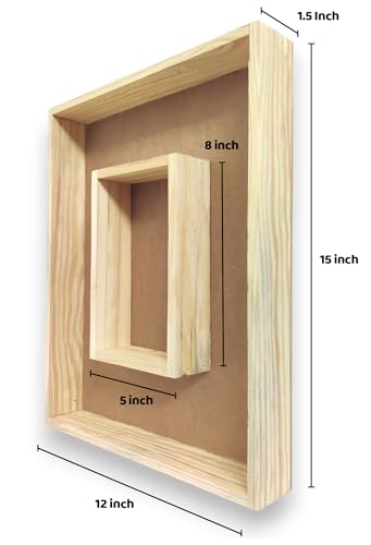 Image of Varmala Preservation Frame with Photo Compartment | Wedding Garland Keepsake Frame | Leakproof Resin Art Display | Premium Quality Gift for Couples & Anniversary (Rectangle, Pinewood, 15x12 Inch)