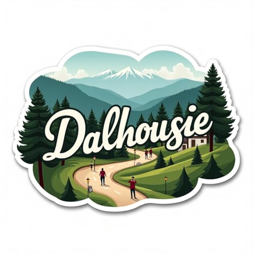 Image of Naxon Dalhousie Town Theme Souvenir Wooden Fridge Magnet | Snow Hills, Pine Forest & Colonial Town Design 3x3 Inch Refrigerator Magnet for Kitchen & Home Decor | Travel Gift from Dalhousie | Pack of 1