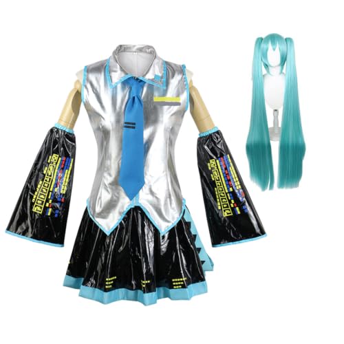 AKTOTO Anime Cosplay Costume Women Halloween Cosplay Full Set Of Uniforms with Wigs Ponytail Braid