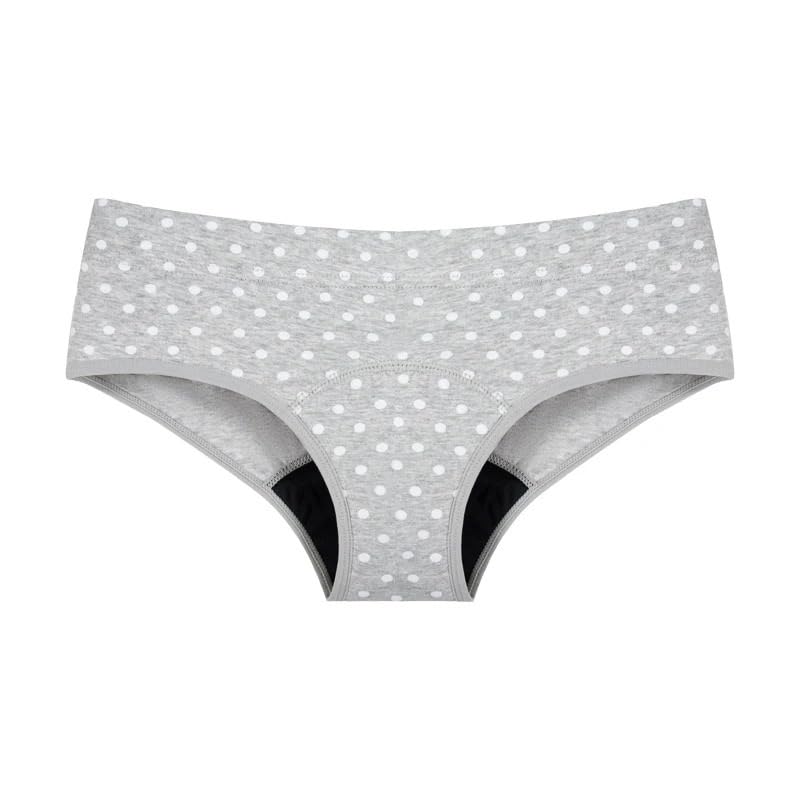 Bragas menstruales for mujer, ropa interior femenina de algodón transpirable con lunares de color gris, ropa interior cómoda for niñas, bragas XS-XXL(10pcs,M)