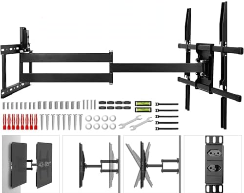 Suporte TV Articulado de Parede com Soquete e Braço Longo 85 cm,Suporte ...