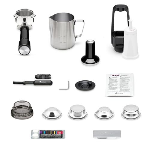 Sage Barista Pro - Cafetera Profesional con Espumador de Leche Manual y Molinillo Cónico Integrado - 30 Ajustes de Molienda, 1650 Vatios - Incluye Jarra para Leche y Prensador - Acero Inoxidable Negro