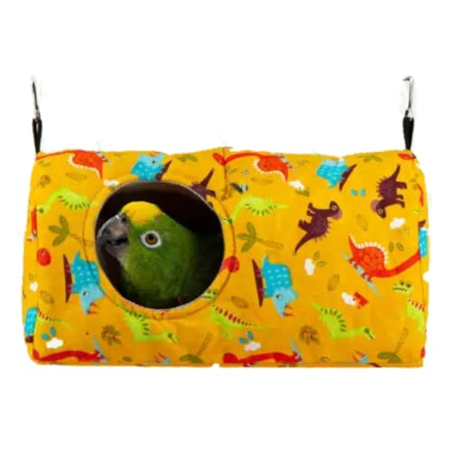 Parrot Warm House Bird Nest Winter Hanging Hammock Birds Sleeping Bed Parrot Hideway Bed Washable for Parrot Parakeet Cockatiels Budgies Lovebird (Small,Yellow)