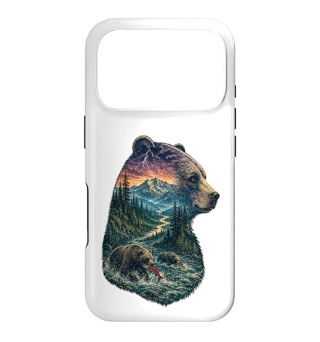 Majestic Bear Mountain River Wildlife Double Exposure�n�C�J�[�B �X�}�z�P�[�X iPhone 17 Pro �p