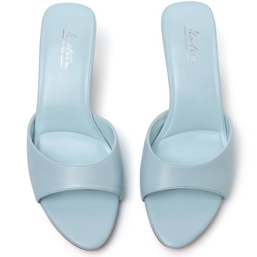 Image of Mostrin Kitten Heels for Women Pointed Toe Vintage Mules Heels Sexy Slip on Stiletto Backless Sandals for Party Wedding Daily
