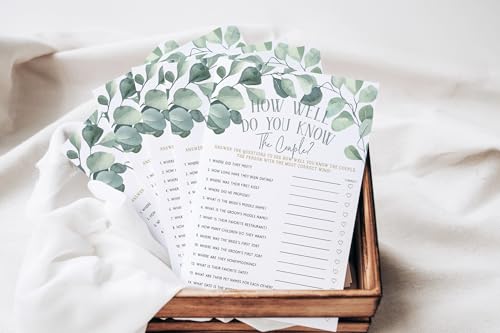 Your Main Event Prints Eucalyptus Bridal Shower Games and Activities (How Well Do You Know The Couple)