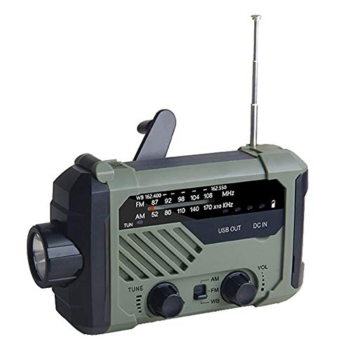 Solar Radio, Handkurbel Notfallradio Survival Radio LED Taschenlampe/Leselampe 2000Mah Strombank Funktion, AM/FM/WB Wetterradio