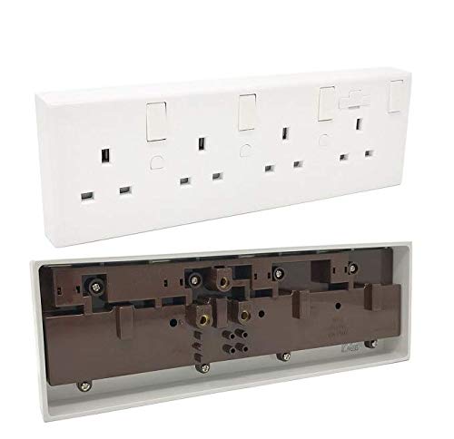 K M Electronics® Single OR Double 1 OR 2 Gang to 4 Gang Switched 13A 13 AMP Socket Converter