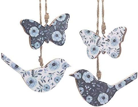 Wooden Bird and Butterfly Ornaments