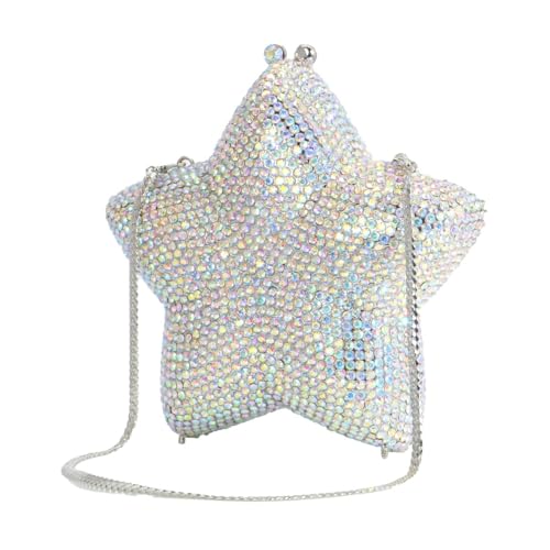 Image of Women Rhinestone Star Shape Clutch Purse Unique Crystal Evening Bag Luxury Chain Handbag for Wedding Cocktail Party | Rhinestone
