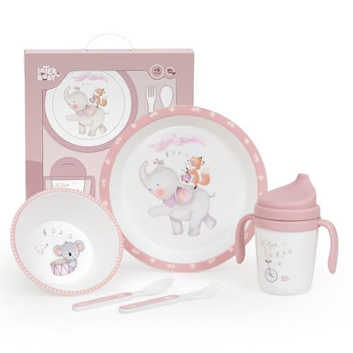 Coffret Repas Complet pour Bébé et Enfant · Music en rose · 5 Pièces