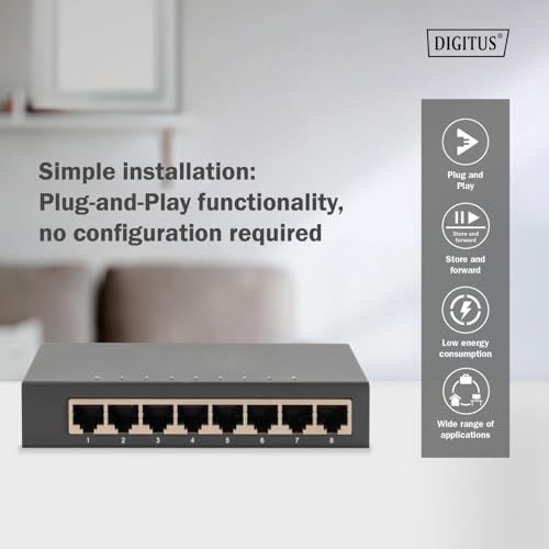 Digitus Switch Di Rete Poe - 10 Porte - Gigabit Ethernet - L2 Gestito - 8X RJ45-2X Sfp Uplink - 86W Poe Budget - 10/100/1000 Mbit/S - Nero - 5