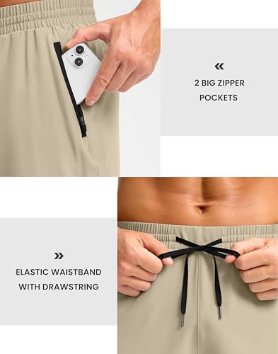 Image of Pudolla Men's Running Gym Shorts with Zipper Pockets 5 inch /7 inch / Lightweight Quick Dry Running Workout Athletic Short