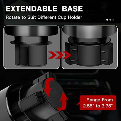 Aujen Cup Holder Expander For Car - Car Cup Holder Expander With An Adjustable Base, All Purpose Car Cup Holder For Bottles And Cups With A Diameter Of 2.8"-3.8" & Handle Width≤1.02" #TOP2