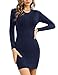 Gyabnw Pulloverkleid Damen Winter Rundhals Langarm Strickkleid Einfarbige Winterkleid Elegante Pulli Minikleid, Navy blau L
