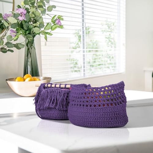 Image of ZUEXT Macrame Cord, Dark Violet, 4mm x 547yds Cotton String Macrame Yarn | Natural Handmade, 4 Strands Twisted Cotton Rope, for Craft Wall Hanging Weaving Tapestry Dream Catchers Hanger DIY Gift, 500m