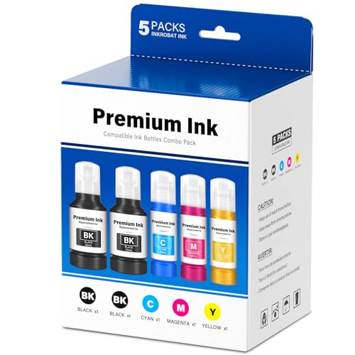 Compatible for T502 Ink Refill Bottles (NotSublimation) Compatible for Epson Eco Tank ET-3850 ET-2850 ET-3760 ET-2760 ET-15000 ET-4850 ET-4760 ET-3830 ET-2980 ET-4750 ET-3950 ET-4950 Printer (5-Packs)