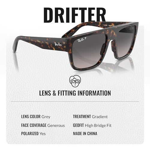 Image of Ray-Ban RB0360S DRIFTER Square Shaped Sunglasses for Men & Women with Official RAYBAN Eyewear Kit