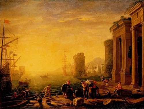 Lienzo de Mattina al porto para decorar tu salón con elegancia clásica