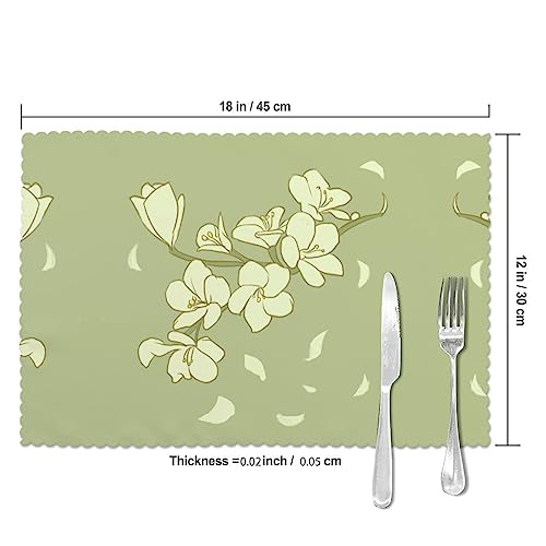 Set de table bégonia lavable en lot de 6 pièces format rectangulaire 30x45 cm