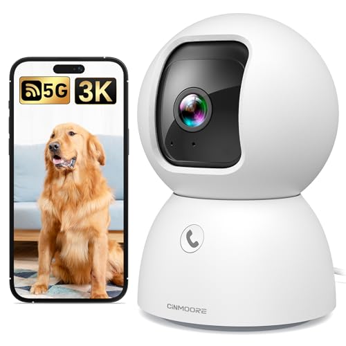 44% off - CINMOORE 5G Pet Camera Indoor with Phone App, 3K Cat Dog Cameras with Speaker, Pan-Tilt WiFi Baby...
