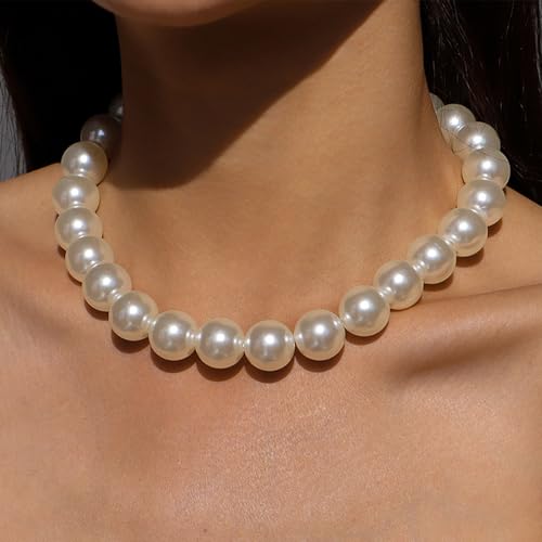 Chunky Pearl Choker Necklace - Stackable Statement Wedding Party Jewelry Gift2