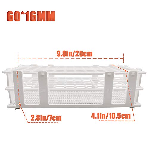 2 Pack 60 Holes Lab Test Tube Rack Holder for 16mm Test Tubes White Plastic Test Tube Rack for Scientific Experiments,Scientific Theme Party Decorations