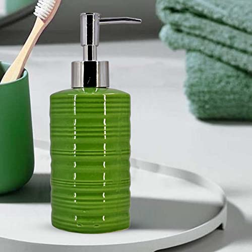 Image of Kookee Ceramic Soap Dispenser with Pump for Kitchen, Bathroom, & Wash Basin, Designer Refillable for Liquid Handwash, Shampoo & Lotion, Leakproof, Set of 1 (7974)