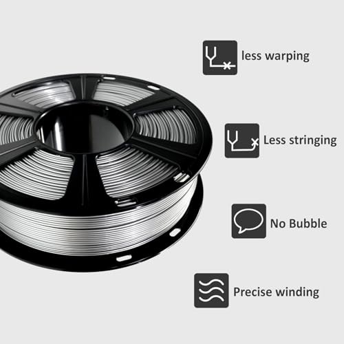 Image of GIANTARM PETG Filament 1.75mm 1Kg(2.2lb), Metallic Silver Filament PETG for 3D Printer, ±0.02mm Accuracy, High Precision, Strong Toughness, Neatly Wound & Moistureproof, Metal Silver