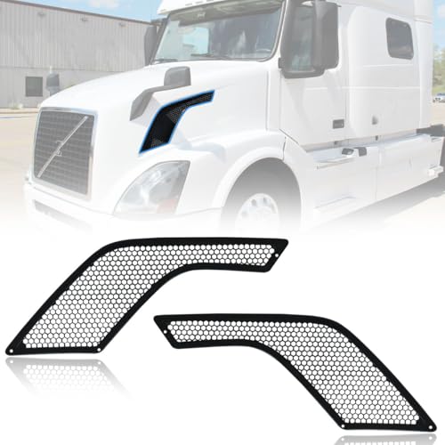 Unitedlu Replacement Side Hood Air Intake Grill Grille for 1997-2017 Volvo VNL Semi Trucks, Black Including Driver Left Side LHD Passenger Right Side RHD