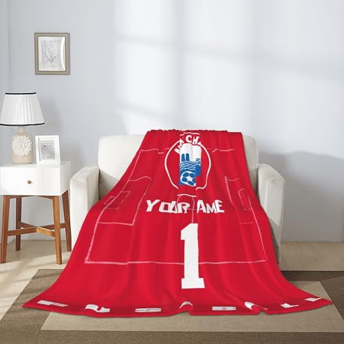 Generisch Personalisierte Bayern Torwart Kuscheldecke,Bayern Torwart Tragbare Decke mit NamenundNummer, Flauschige Decke für Stadion und Couch und Rasen,Advents Geschenk für Fußballfans
