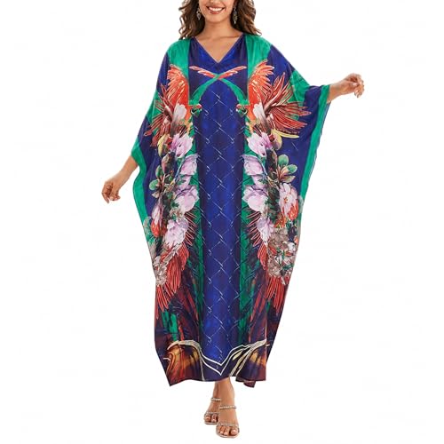 Image of Oussum Women Long Maxi Plus Size Polyester Kaftan Gown, Womens Kaftan Dresses Lounge Resort Wear, Plus Size Kaftan